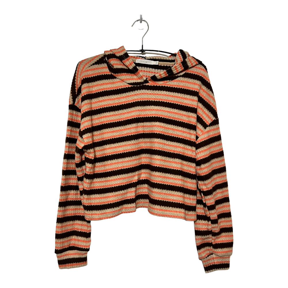 Lush Womens Cropped Hoodie Sweater Coral Brown Size Medium NWOT
